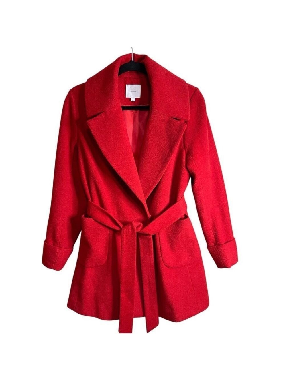 A Loves A Women's Red Wool Belted Coat Size Small